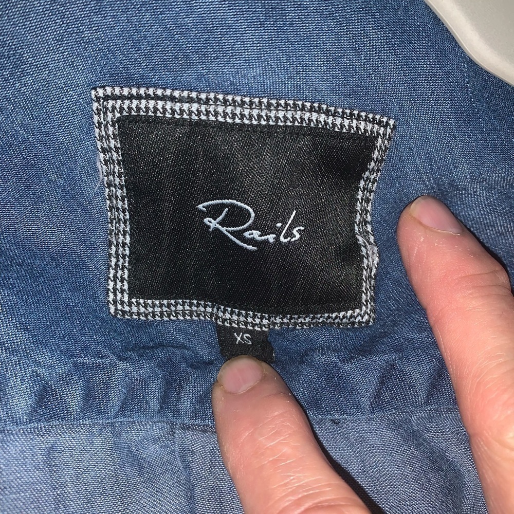 Rails Carter Blue Button Down Chambray Shirt Top - image 3